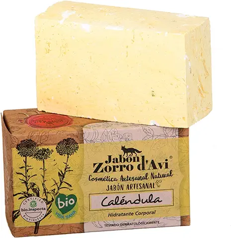 Jabón Zorro D’Avi Jabón Natural Ecológico de Caléndula Hidratante y Regenerador - 120 gr  