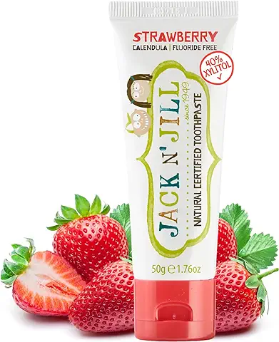 Jack N' Jill Kids Natural Toothpaste, Made With Natural Ingredients, Helps Soothe Gums & Fight Tooth Decay, Suitable From 6 Months+ - Strawberry Flavour 1 x 50g  