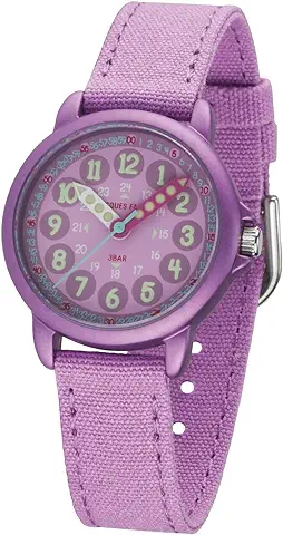 JACQUES FAREL ORGT 1112 - Reloj de Pulsera para Niñas, Analógico, de Cuarzo, con Correa de Textil, de Algodón Orgánico, Morado, Sostenible, Morado, Correas  