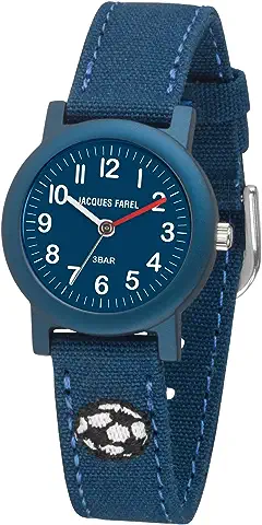 JACQUES FAREL Reloj de Pulsera Ecológico para Niños, Analógico, de Cuarzo, con Correa Textil de Algodón Orgánico, azul Oscuro, Sostenible, Respetuoso con el Clima, ORG 1032, azul  