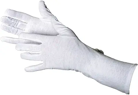 Jah 2099-35 - Guantes de Algodón (12 Pares, 35 cm de Largo, Extra Finos), Color Blanco  