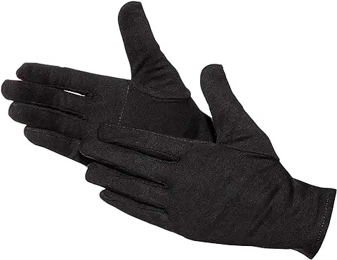 Jah 579 - Guantes de Algodón (12 Pares, Ökotex, Reforzados), Color Blanco, Negro, 579-BL  