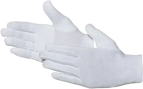 Jah 585 - Guantes de Algodón Reforzados (12 Pares, Talla 12), Color Blanco  