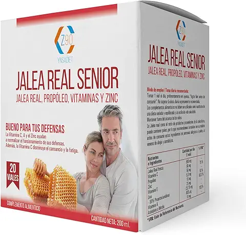 Jalea Real Senior - Enriquecida con Propóleo, Vitamina C, E y Zinc - Aumenta las Energías -Refuerza Las Defensas - Reduce el Cansancio y la Fatiga - Formato de 20 Viales - Z90  