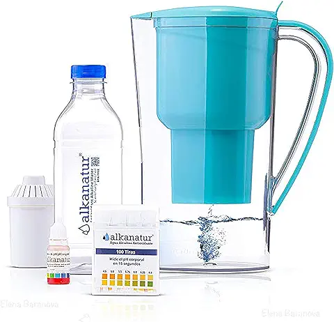 Jarra Alkanatur Drops. Alcaliniza, Depura e Ioniza Agua. pH Hasta 9,5. Libre de Bisphenol A. Duración del Filtro 400L. Made in Spain.  