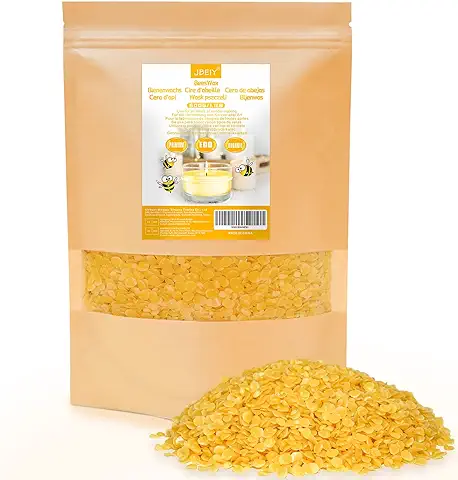JBEIY Cera de Abejas para Hacer Velas, Cera de Abejas para Cosmetica, Natural Bio, Amarilla, Cera de Abejas para Velas Caseras, Cosmetica, Madera-500 g  
