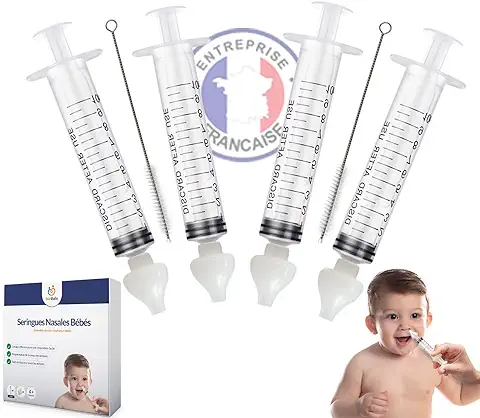 Jeringa Nasal Bebé de 4 Piezas, Jeringa Profesional para Moscar a los Bebés con Puntas de Silicona Reutilizables y Lavables (4 Piezas) para la Nariz del Bebé, Pipeta de Enjuague de Senos  