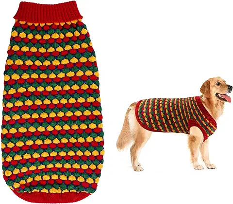 Jersey de Cuello Alto para Perros, Suéter Cálido para Perro Medianos, Jersey de Punto de Lunares para Perros, Ropa Suave para Mascotas en Traje de Invierno para Corgi Galés, Beagles (XL)  