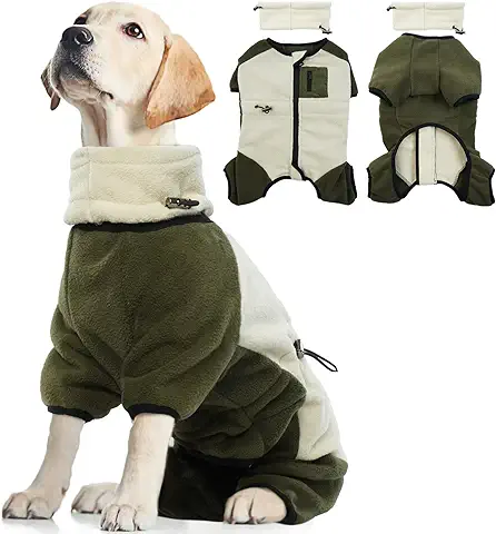 Jerséis para Perros, Chaqueta Cálida Forro Polar Pijamas Perros Abrigos de Invierno Perros Pequeño Suéter Cálidos para Perros Pullover Cortavientos para Mascotas Interiores y Exteriores(Beige, L)  
