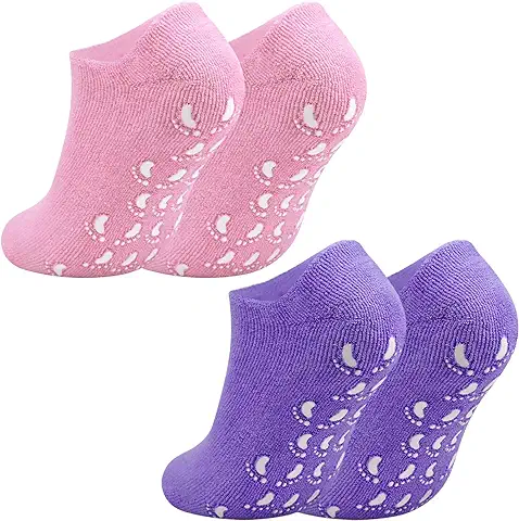 Jinlaili 2 Pares Calcetines de Gel Hidratantes, Forro de Gel con Aceites Esenciales y Vitaminas, Calcetines de Gel SPA para Mujeres para Reparar Pieles Secas y Agrietadas, 21.5cm  