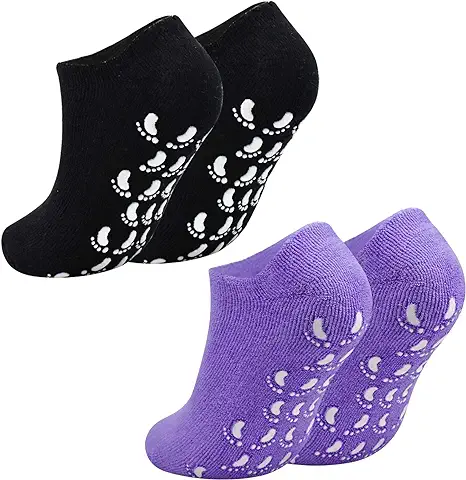 Jinlaili 2 Pares Calcetines Hidratantes, Calcetines de Gel Hidratante, Forro de Gel con Aceites Esenciales y Vitaminas, SPA Cuidado de Pies para Reparar y Suavizar las Pieles Secas y Agrietadas (B)  