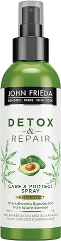 John Frieda Spray Detox, Protector de Calor, Pelo Dañado y Seco, Reparador, Verde, 250 ml  