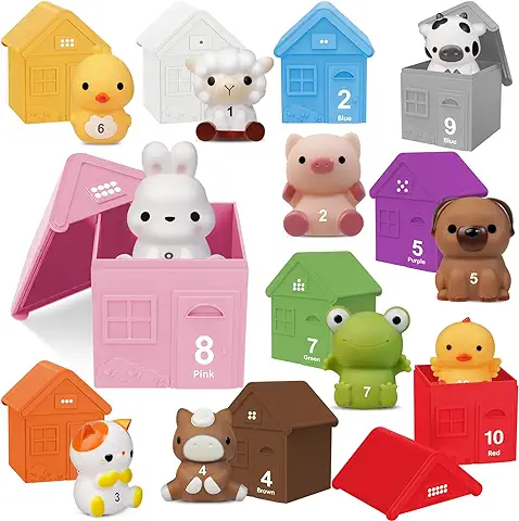 Joozmui Animales de Juguete Niño 1 2 3 Años Educativos, Juguetes Bebes 6-18 Meses Juguetes Montessori 1 2 3 Años Juguetes Bebe 1 año Regalos Niño 1-3 Años Juguetes de Baño (Animales-10)  