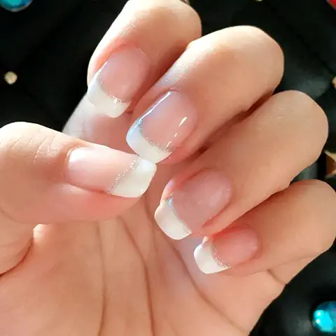 Jovono Squoval - Uñas Postizas, Color Rosa, Brillante, Manicura Francesa, para Mujeres y Niñas  