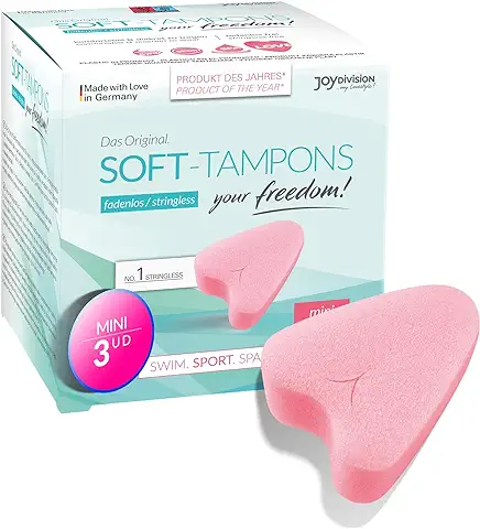 JOYDIVISION Soft-Tampones mini I 3 Unidades I Tampones sin Cordón para Deporte, Natación y spa I Esponjas Menstruales Ultra Suaves I Inserción y Extracción Fáciles I Softtampón sin Cordón  