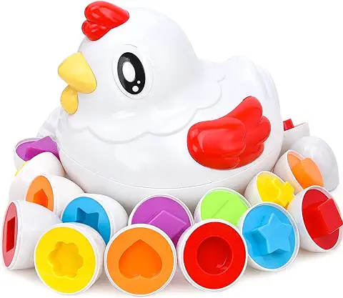 JoyGrow Forma de Color Juguetes a Juego Huevo de Clasificador de Forma de Juguetes de Huevo de Pollo Pascua Aprendizaje Educativo Juguete Infantil para Niños Pequeño  