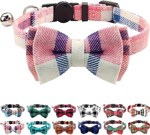 Joytale Collar Gato Antiahogo, Collares para Gatos con Pajarita y Cascabel, Collares con Hebilla Seguro de Liberación Rápida para Gatos y Gatitos, 1 Paquete, Rosa  