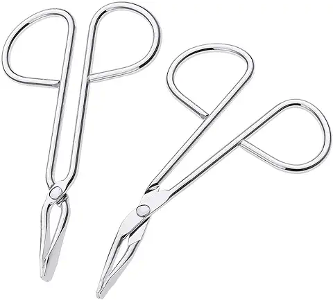 Juego de 2 Pinzas de Acero Inoxidable Curvadas y Rectas para el Cuidado de las Cejas, Tijeras para el Cabello y las Cejas  