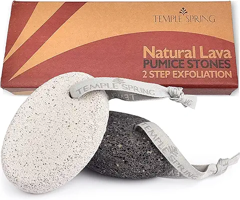 Juego de Piedra Pómez - Piedras Pómez de lava Natural Temple Spring - Limpiador de roca de lava y lima de pies - Exfolia Exfoliantes - Juego de Piedra Blanca y Negra (2 Unidades)  