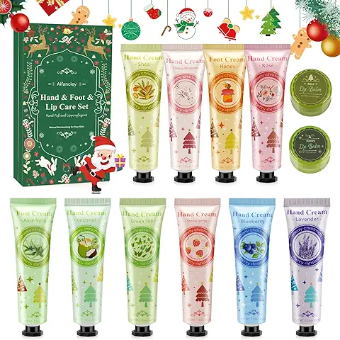 Juego de Pintalabios de Crema de Manos, 12 Unidades, Cremas para Pies, Bálsamo Labial para Mujeres y Hombres, set de Regalo de Crema Hidratante para Navidad y Cumpleaños  