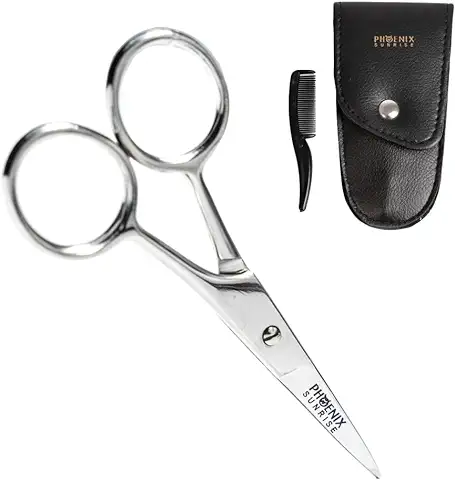 Juego de Tijeras Profesionales para Cejas, muy Afiladas, con Estuche de Viaje, Tijeras de Uñas y Tijeras para el Pelo, Orejas, Nariz, Bigote, Rectas, Inoxidables  