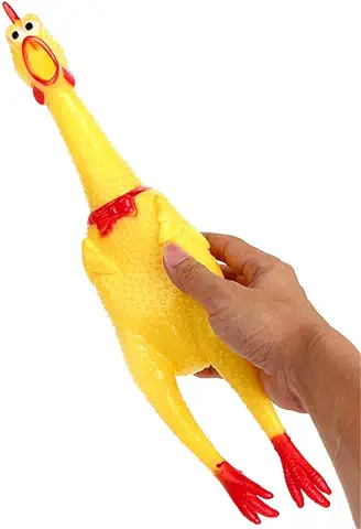 Juguete de Perro Interactivo. Gallina para Puppy. Juego para Perrito De Goma. Es Un Pollo. Accesorios para Perros. Kong para Cachorros. Juego para Mascota. Tiene Pito de Sonido Gritando ó Chillando.  