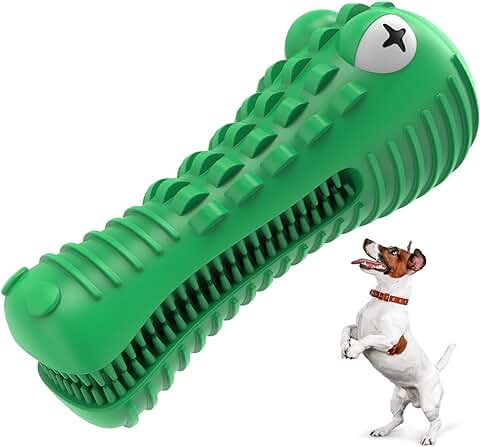 Juguete para Masticar Perro de Cocodrilo, Resistente y Duradero, Cepillo de Dientes de goma Natural para el Cuidado Dental Diario de Mascotas y Encías Saludables. Adecuado para Todas las Razas;  
