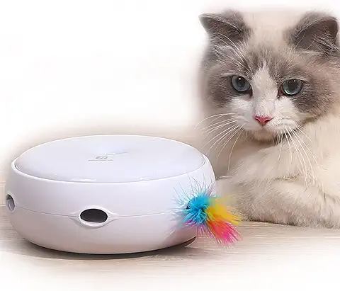 Juguetes para Gatos Automatico con 2 Plumas Desmontables Cat Toys 3 Modos Juegos para Gatos Interactivos Mantén ágil Satisface el Instinto de Caza Agrega Diversión  