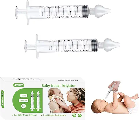JUSONEY - Jeringa Nasal para Bebé – Profesional Mosca para Riego con Puntas Nasales de Silicona de alta Calidad Limpias y Reutilizables (2 Piezas)  