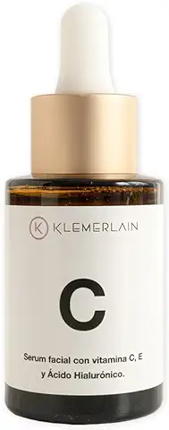 K KLEMERLAIN - Serum Facial de Vitamina C y E con Ácido Hialurónico. Vegano y 91% Ingredientes Naturales. Antimanchas, Anti-acné & Antiarrugas - KLEMERLAIN - 30 ml  