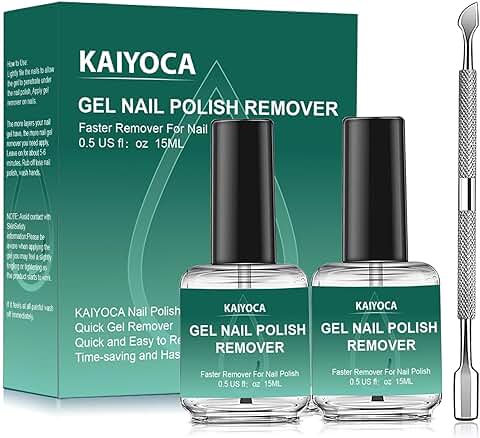 KAIYOCA 2 Paquetes de Removedor de Esmalte de gel con 1 Empujador de Cutículas, Elimina Rápida y Fácilmente el Esmalte de Uñas en 3-5 Minutos, no Daña las Uñas  