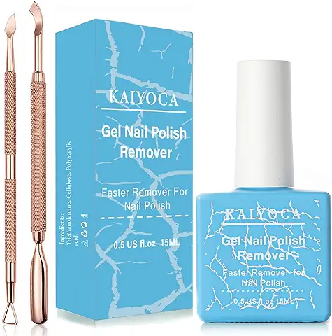 KAIYOCA Quitaesmalte de Gel con Empujador de Cutícula y Raspador de Esmalte de Uñas, Quitaesmalte de Gel Profesional en 3 a 5 Minutos, No Necesita Película de Plástico  
