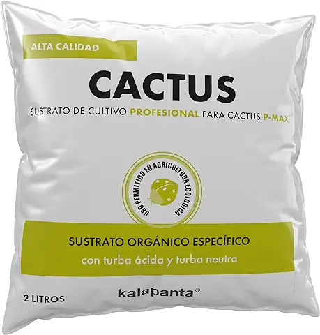 Kalapanta - Sustrato Especifico para Cactus, Suculentas y Plantas Crasas, Bolsa de 2 Litros. Origen 100% Organico. Calidad Profesional. Permitido en Agricultura Ecològica  