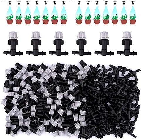 Kalolary 100 PCS Goteros Riego Ajustables, Goteo Boquillas de Nebulización de Riego, Micro Riego por Goteo Aspersores de Riego AutomáTico para Goteo Sistema Irrigación Jardín Huerto Patio Césped  