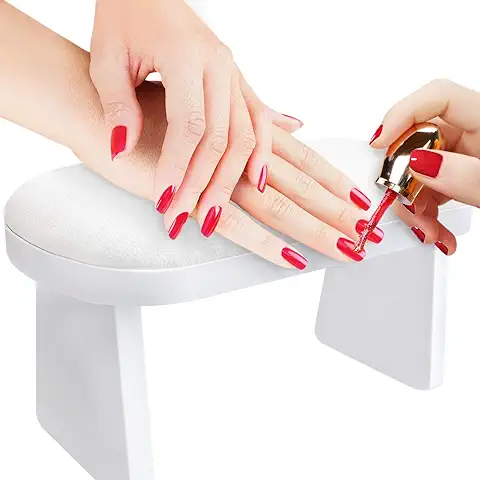 Kalolary Reposabrazos para Uñas, Cuero Manicura Cojín para Manos Mesa Escritorio Impermeable Resistente al Desgaste Reposamanos, para Manicura Reposabrazos Salón de Manicura (Blanco)  