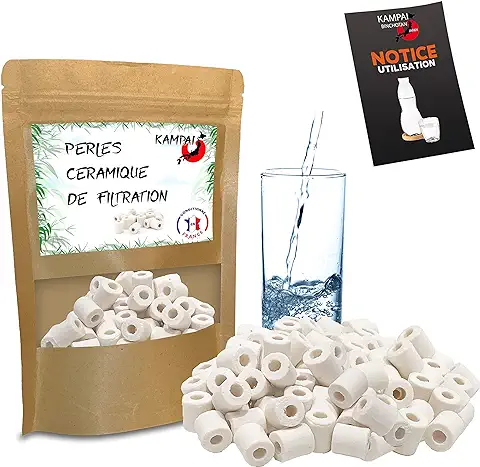 KAMPAI - Lote de 100 Perlas de Cerámica y Purificador Natural de Agua, Filtración Ecológica para Jarra y Hervidor de Agua, Lavadora, Lavavajillas cero Residuos  