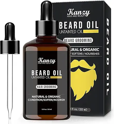 Kanzy Aceite Barba 30 ml Aceite de Barba de Hombre para el Cuidado de la Cara y la Barba con Aceite de Jojoba, Aceite de Aloe Vera, Aceite para Barba el Crecimiento y Hidratación  