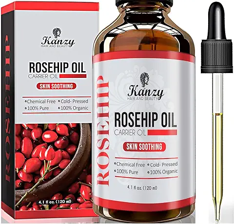 Kanzy Aceite de Rosa Mosqueta Puro 100% 120ml Orgánico Prensado en Frío Bio sin Refinar Rosa Mosqueta para Cicatrices y Estrías, Usado como Hidratante para Cuerpo y Piel  