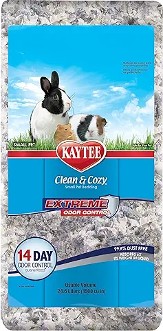 Kaytee Clean & Cozy para Animales Pequeños, Ratones, Jerbos, Roedores, Hámsteres, Camas para Conejos, Control de Olores Fuertes, Lecho de Papel Súper Absorbente, 99,9% Libre de Polvo, 24.6 Litros  