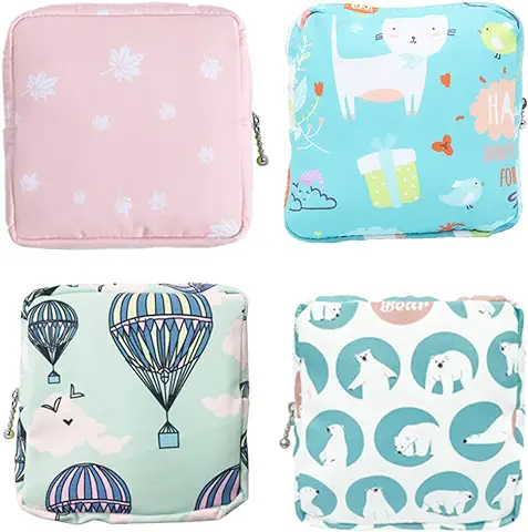 Keboyoe 4 Piezas Bolsa de Almacenamiento para Servilletas Sanitarias Servilletas Sanitarias Bolsa Bolsa para Guardar Compresas y Tampones Femenina Menstruación Primer Periodo Bolsas para Damas y Niñas  