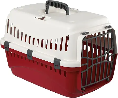 Kerbl 81348 Caja de Transporte Expedion (caja de Transporte para Mascotas Perros Gatos Conejos) Plástico 45x30x30 cm Crema/bordeos  
