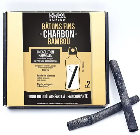 KHOOL BAMBOO | Pequeñas Varillas de Carbón Activo de Bambú | Lote de 2 | 1 a 2 cm de Diámetro | Purificador de Agua, Ambientador Ecologico Hogar Antihumedad, Vegetal y Natural KHOOL BAMBOO | Pequeñas Varillas de Carbón Activo de Bambú | Lote de 2 | 1 a 2 cm de Diámetro | Purificador de Agua, Ambientador Ecologico Hogar Antihumedad, Vegetal y Natural