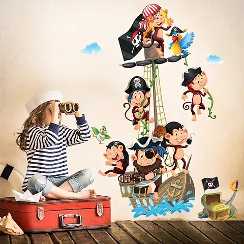 Kina - R00383 Pegatinas Infantiles Ecológicos e Hipoalergénicos Efecto Tela Suave Peces Mar Reposicionable Decoración Pared Habitación Bebé Recién Nacido Guardería Papel Pintado Adhesivo  