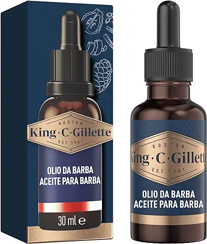 King C. Gillette Aceite Barba Hombre con Aceites de Origen Vegetal de Argán, Jojoba, Aguacate, Semillas de Macadamia y Almendra, 30 ml  