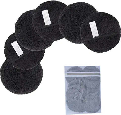 KinHwa Almohadillas Desmaquillantes Reutilizables Discos Desmaquillantes de Algodón, Almohadillas Cosméticas de Maquillaje Lavables Desmaquillador Make Up Limpieza Facial Pad 6 Paquete Negro  