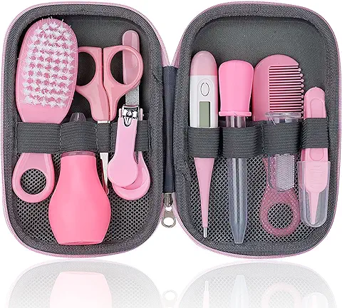Kit de Aseo para Bebés, 10 Piezas Accesorios para Cuidado de Salud del Recién Nacido, Juego Portátil para Cuidado de Salud del Bebé con Cepillo para Cabello, Peine, Cortaúñas  