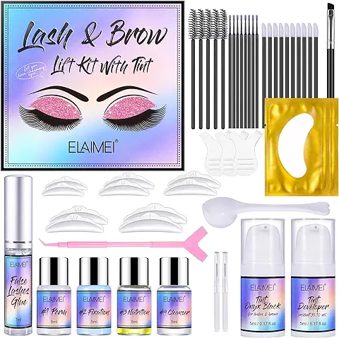 Kit de Levantamiento de Pestañas y Laminación de Cejas 2 en 1 Profesional Mejorado para Rizador de Pestañas Juego de Extensiones de Pestañas Adecuado para Salón Hogar DIY  