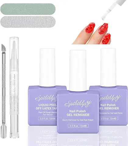 Kit de Quitaesmalte de Uñas de gel, 2 Pack Removedor de Esmalte de Uñas con Latex Liquido Para Uñas Peel Off, Herramientas de Manicura, 2-5 Minutos, sin Necesidad de Remojo ni Envoltura.  