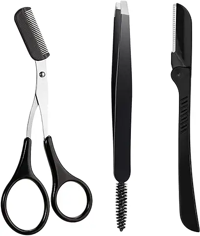 Kit de Tijeras y Cepillo para Cejas con Peine, Corta Cejas Con Peine Desmontable, Cortadora de Precisión Profesional para Cejas y Pestañas Herramienta de Belleza para Hombres y Mujeres  