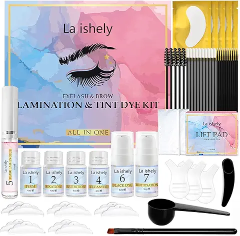 Kit de Tinte y Lifting de Pestañas, Kit de Laminación y Tinte Para Cejas, Conjunto de Levantamiento de Cejas, Tinte y Lifting de Pestañas, Tinte Voluminoso Semipermanente Para Realzar las Pestañas (A)  